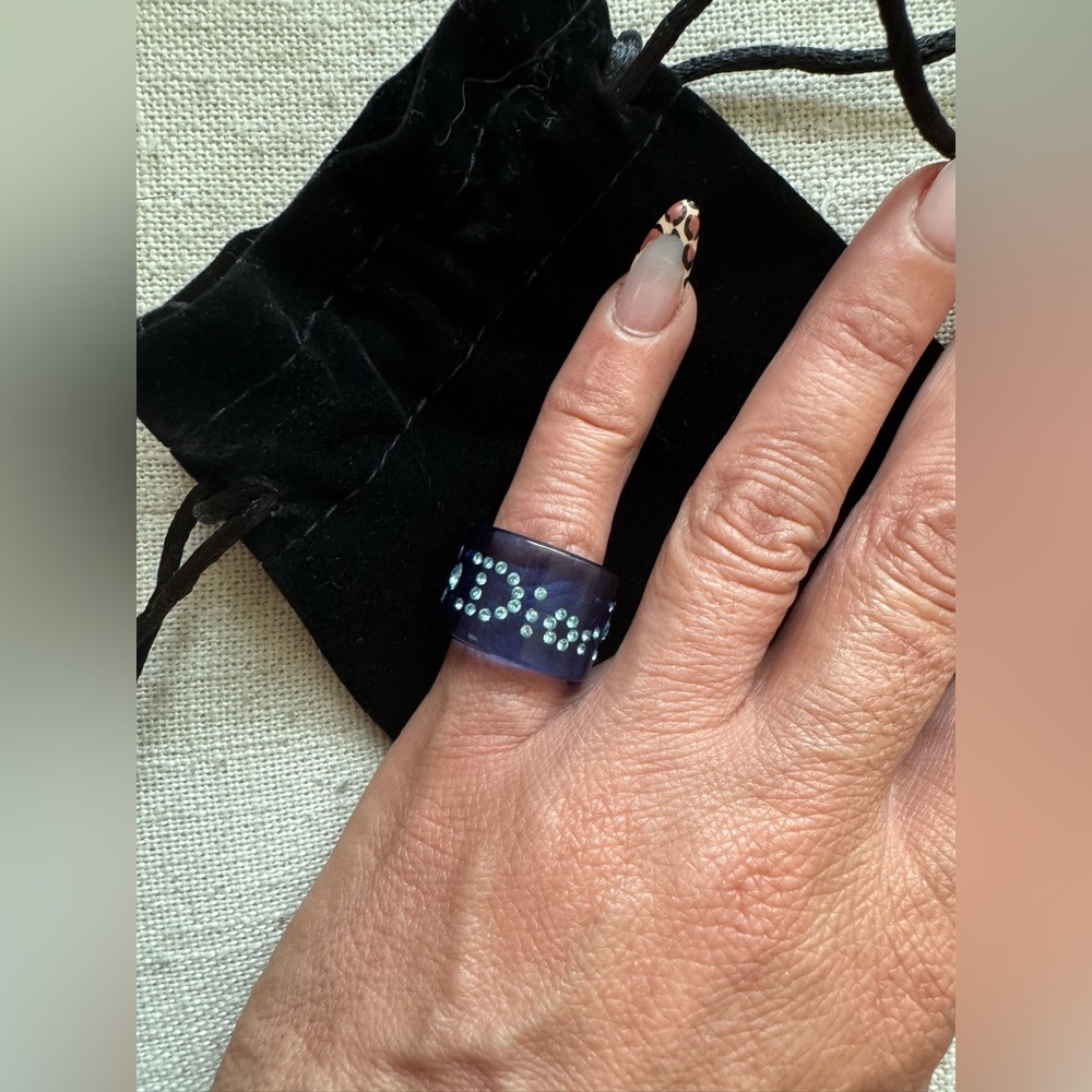 Dior Deep Blue Ring with Light Blue Rhinestones